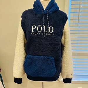 Polo by Ralph Lauren Men's Navy and Cream Hoodie